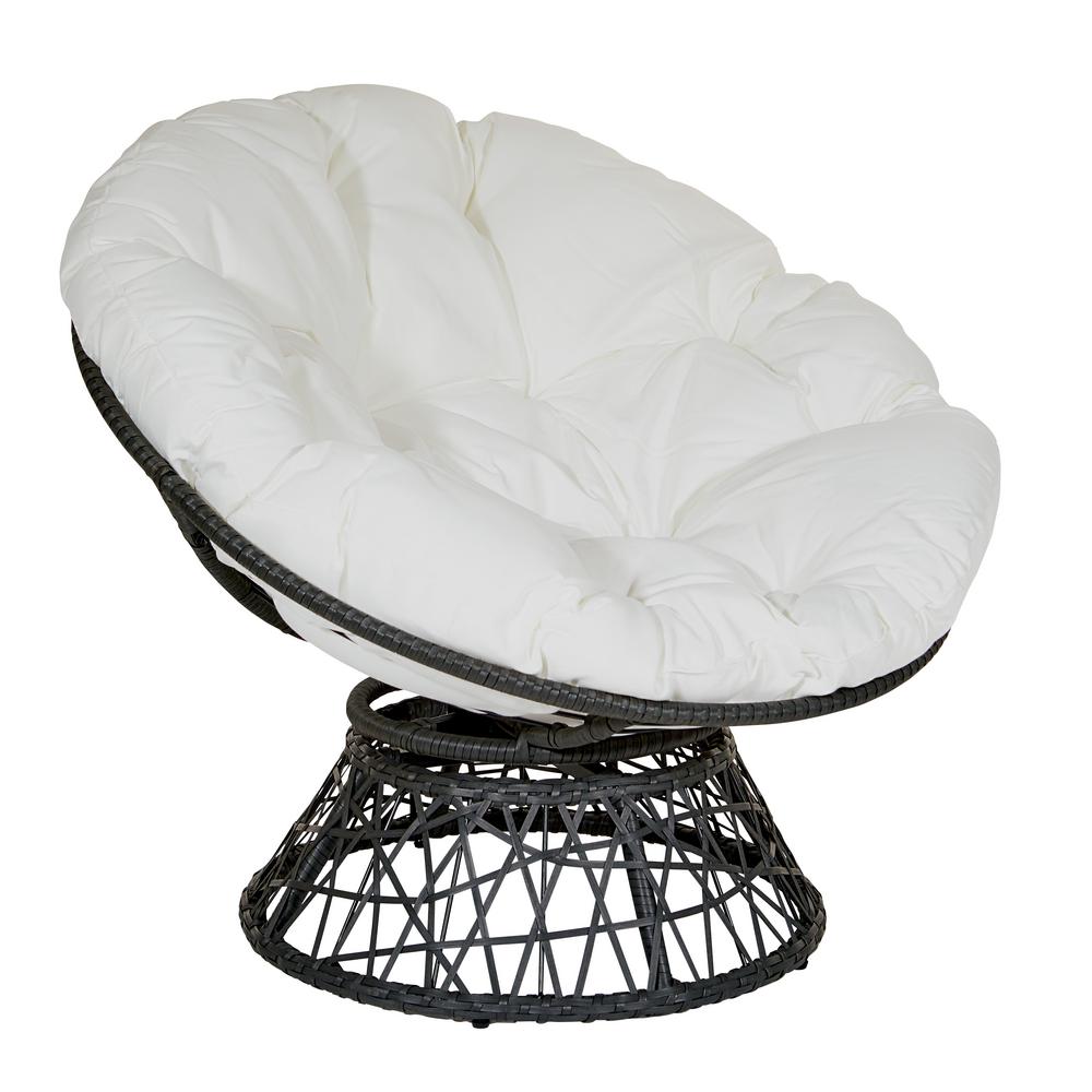 Osp Home Furnishings Papasan Chair With White Round Pillow Top