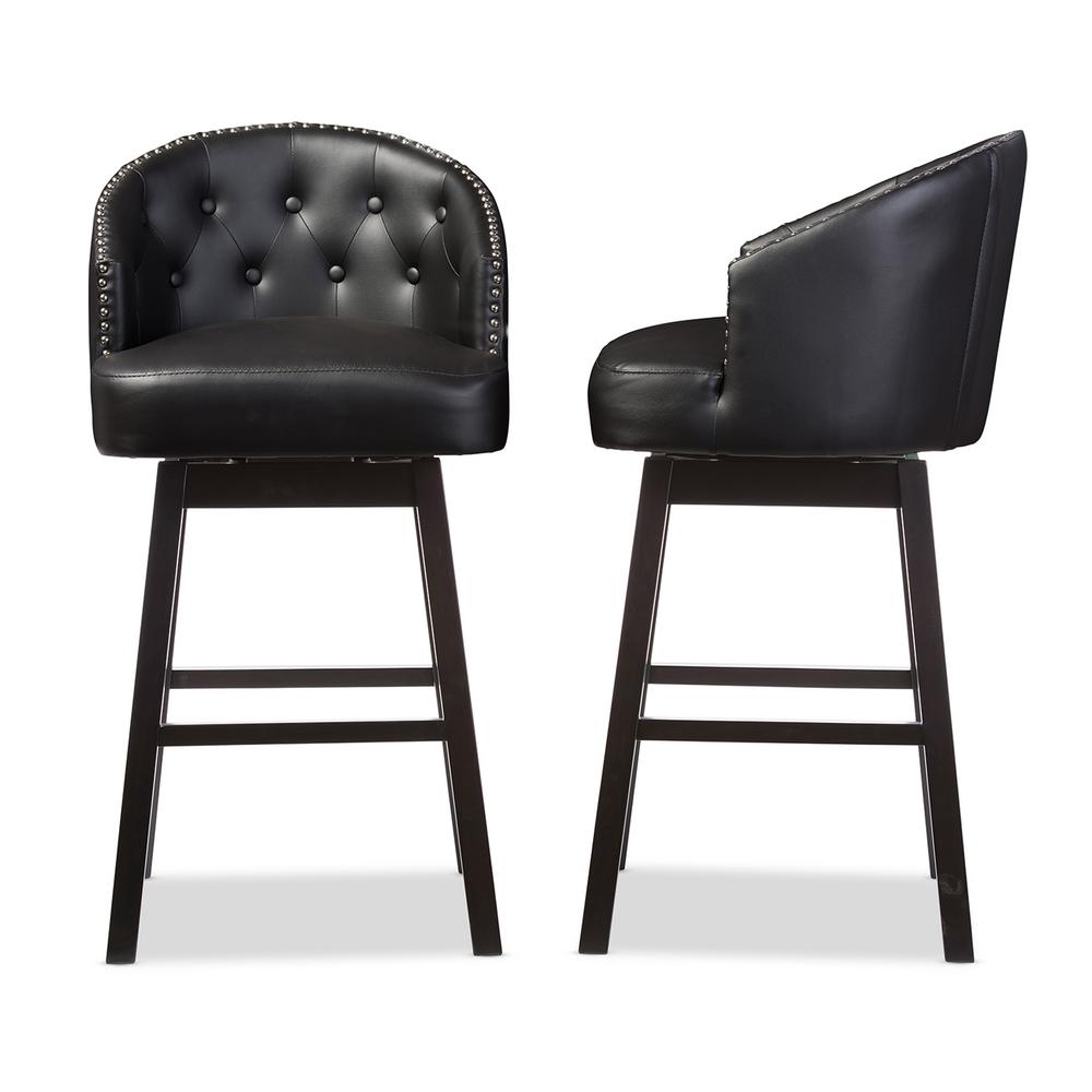 Baxton Studio Avril Black Faux Leather Upholstered 2 Piece Bar Stool Avril Black Faux Leather Upholstered 2 Piece Bar Stool Set