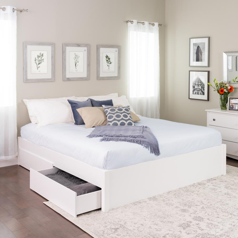 Prepac Select White King 4 Post Platform Bed With Drawers Wbsk Prepac Select White King 4 Post Platform Bed With Drawers