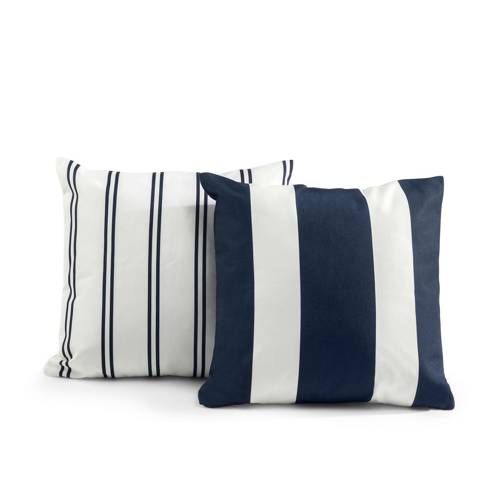 Zinus Tecoria Navy Mixed Stripe Outdoor Square Throw ...