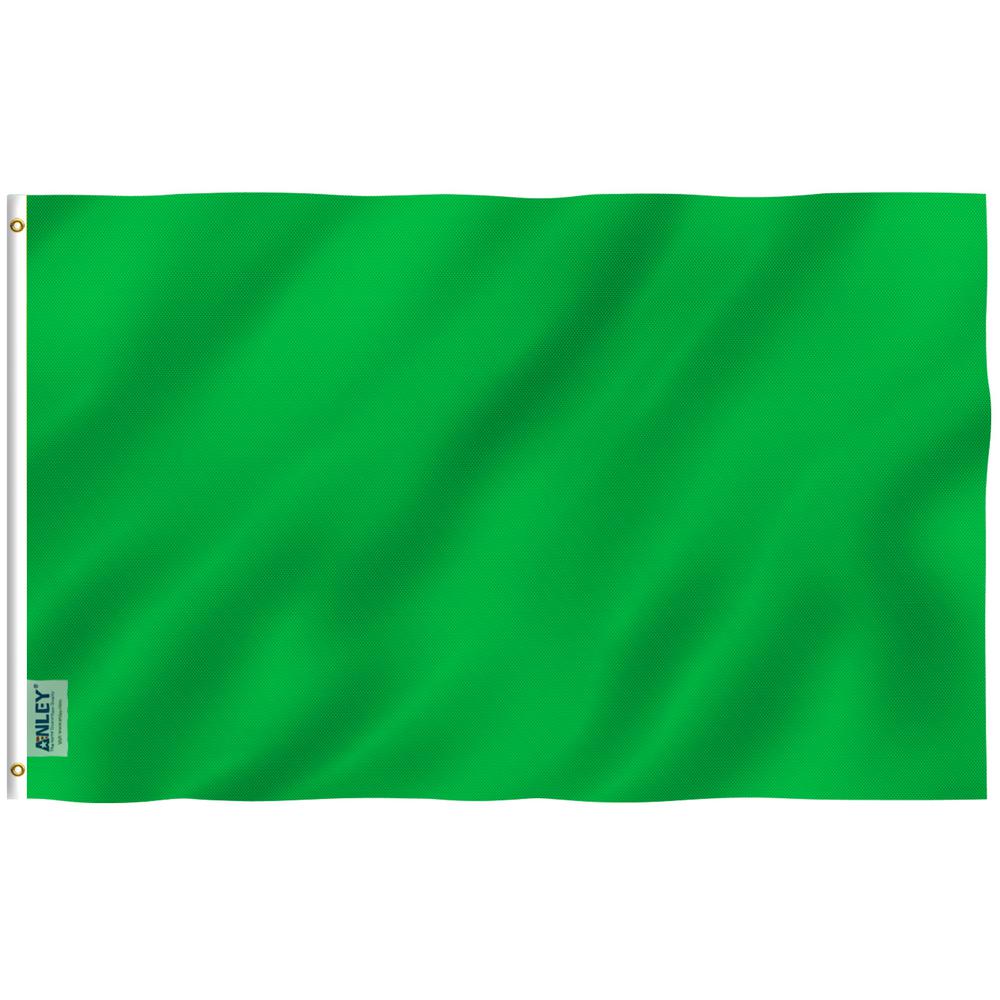 Fly Breeze 3 Ft X 5 Ft Polyester Solid Green Color Flag 2 Sided