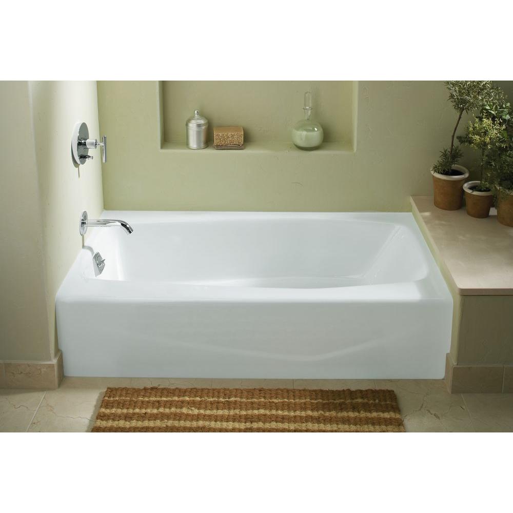 Kohler Villager 5 Ft Left Hand Drain Integral Farmhouse Apron Cast Iron Bathtub In White