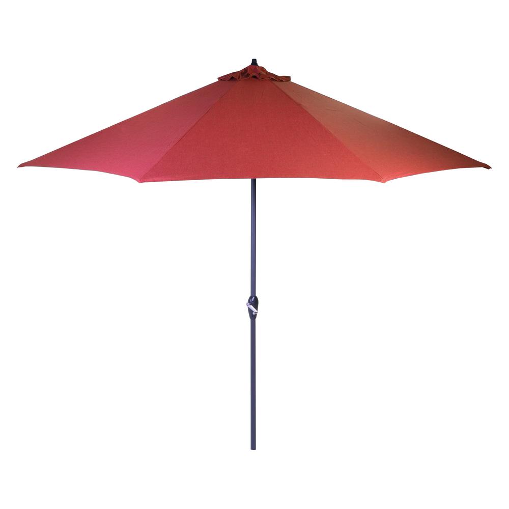 Hampton Bay 11 ft. Aluminum Market Patio Umbrella in CushionGuard Chili
