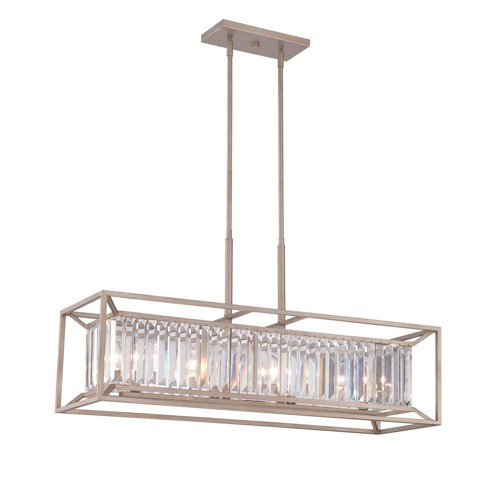 Designers Fountain Linares 4 Light Aged Platinum Interior Designers Fountain Linares 4 Light Aged Platinum Interior Incandescent Island Pendant