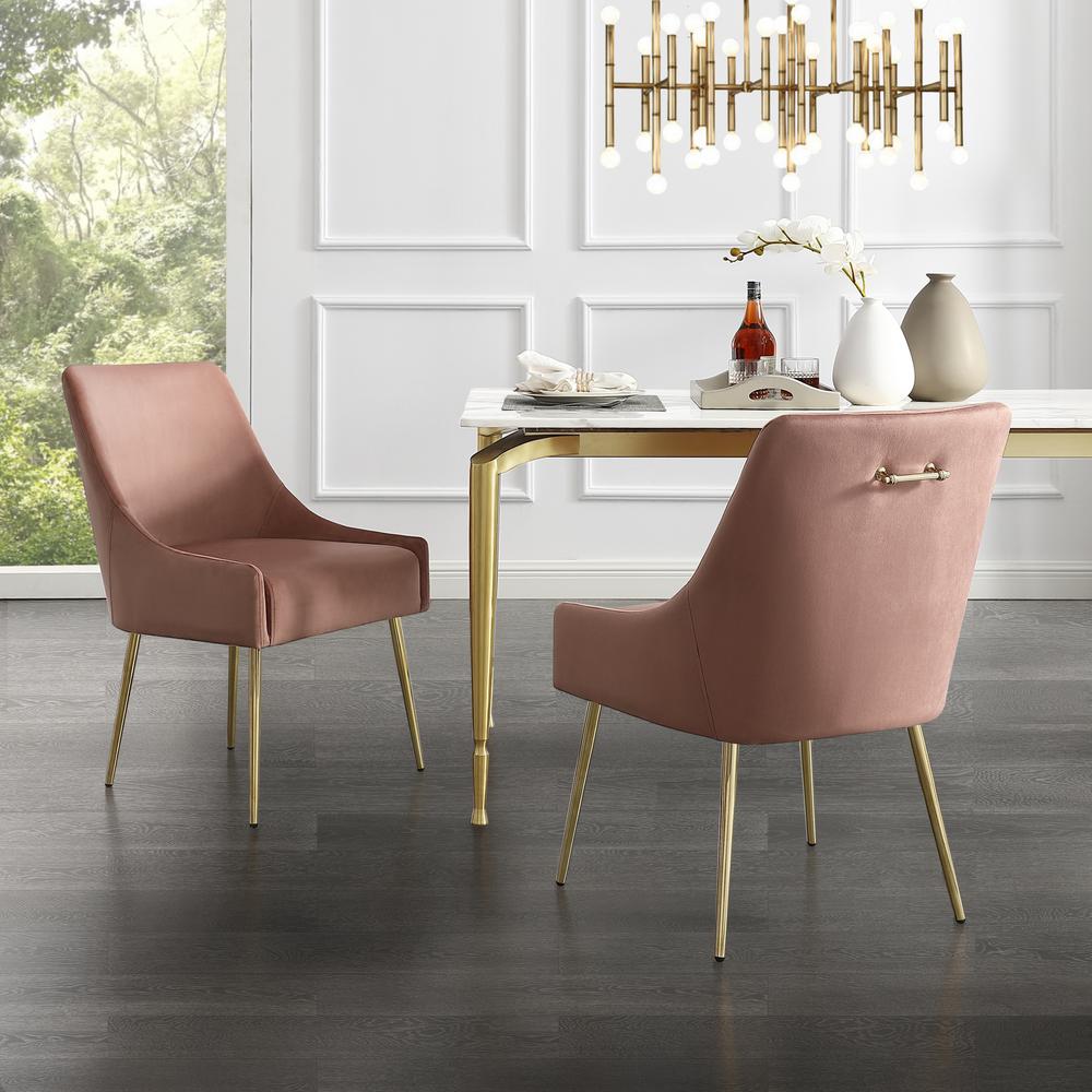 Inspired Home Capelli Blush Gold Velvet Metal Leg Armless Dining Chair Set Of 2 Ad91 02bh2 Hd The Home Depot