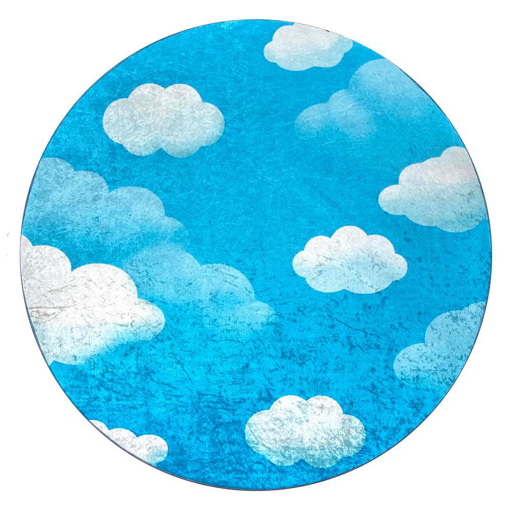 nuLOOM Contemporary Jojo Clouds Blue 5 ft. x 5 ft. Round Area Rug