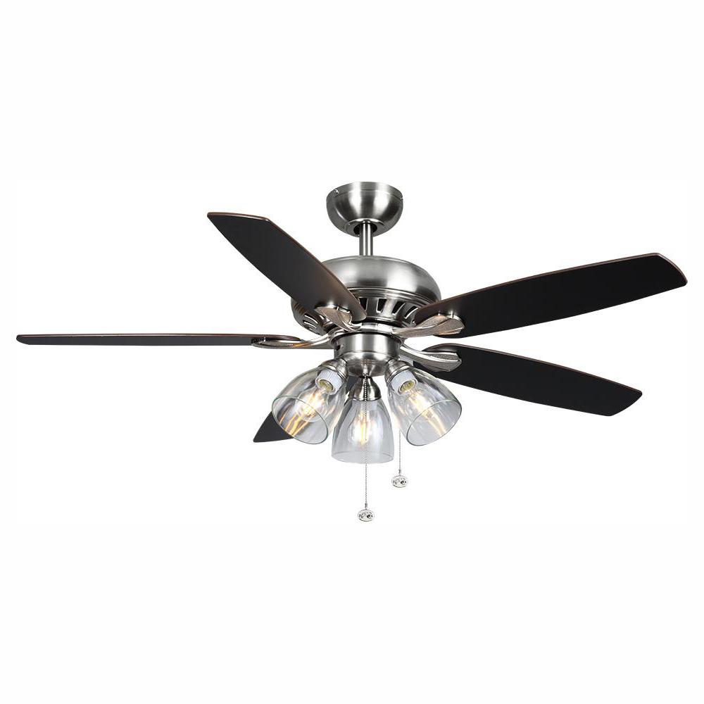 Hampton Bay Rockport 52 In Led Brushed Nickel Ceiling Fan With