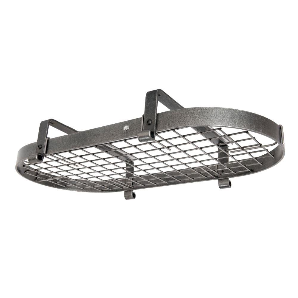 Enclume Premier Low-Ceiling Oval Pot Rack in Hammered Steel by Enclume