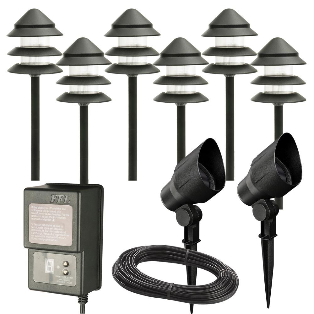 Hampton Bay Halogen Landscape Lighting Outdoor The Low Voltage Black Outdoor Halogen Landscape Path Light And Flood Kit With Transformer