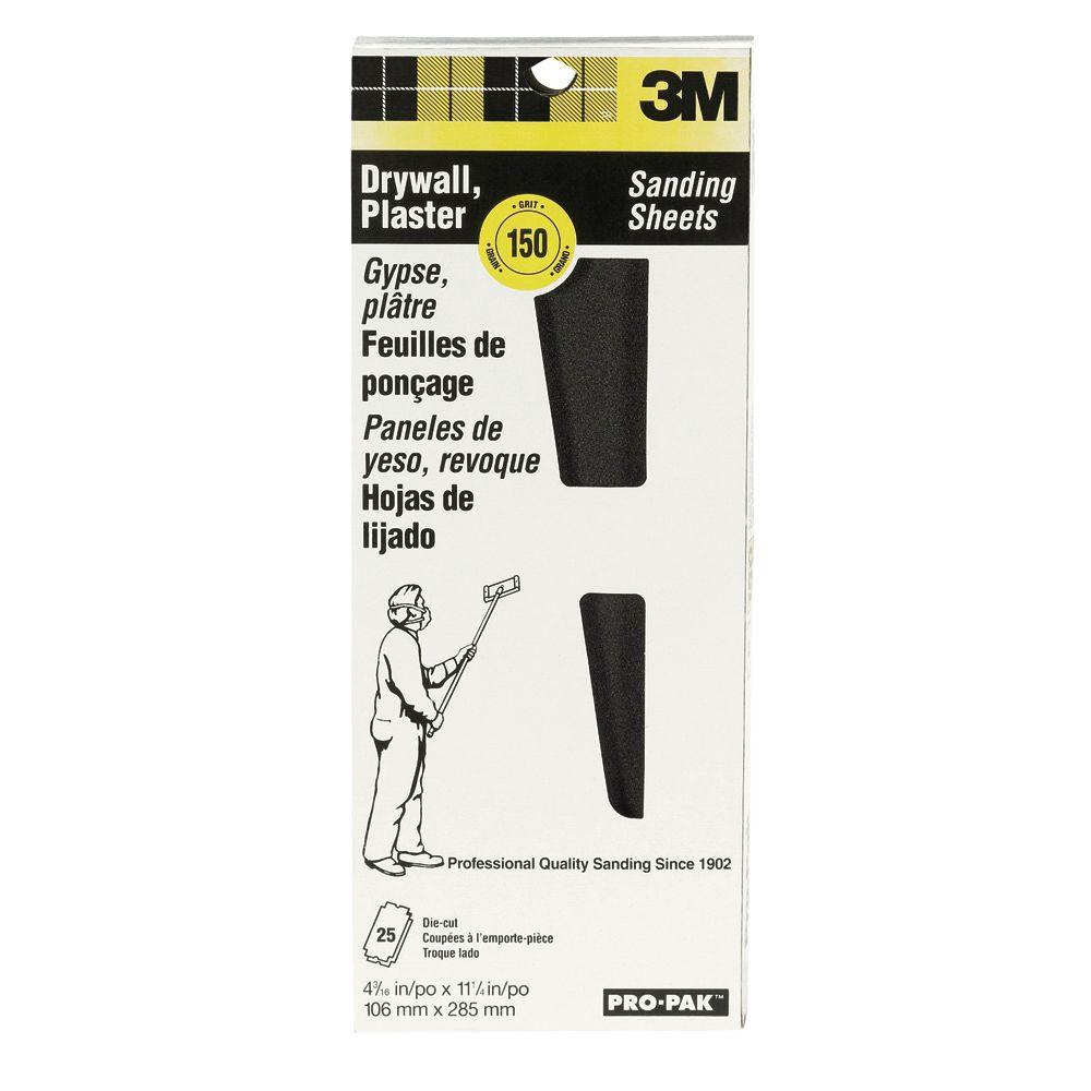 3M ProPak 43/16 in. x 111/4 in. 100C Grit Drywall Sanding Sheet (25