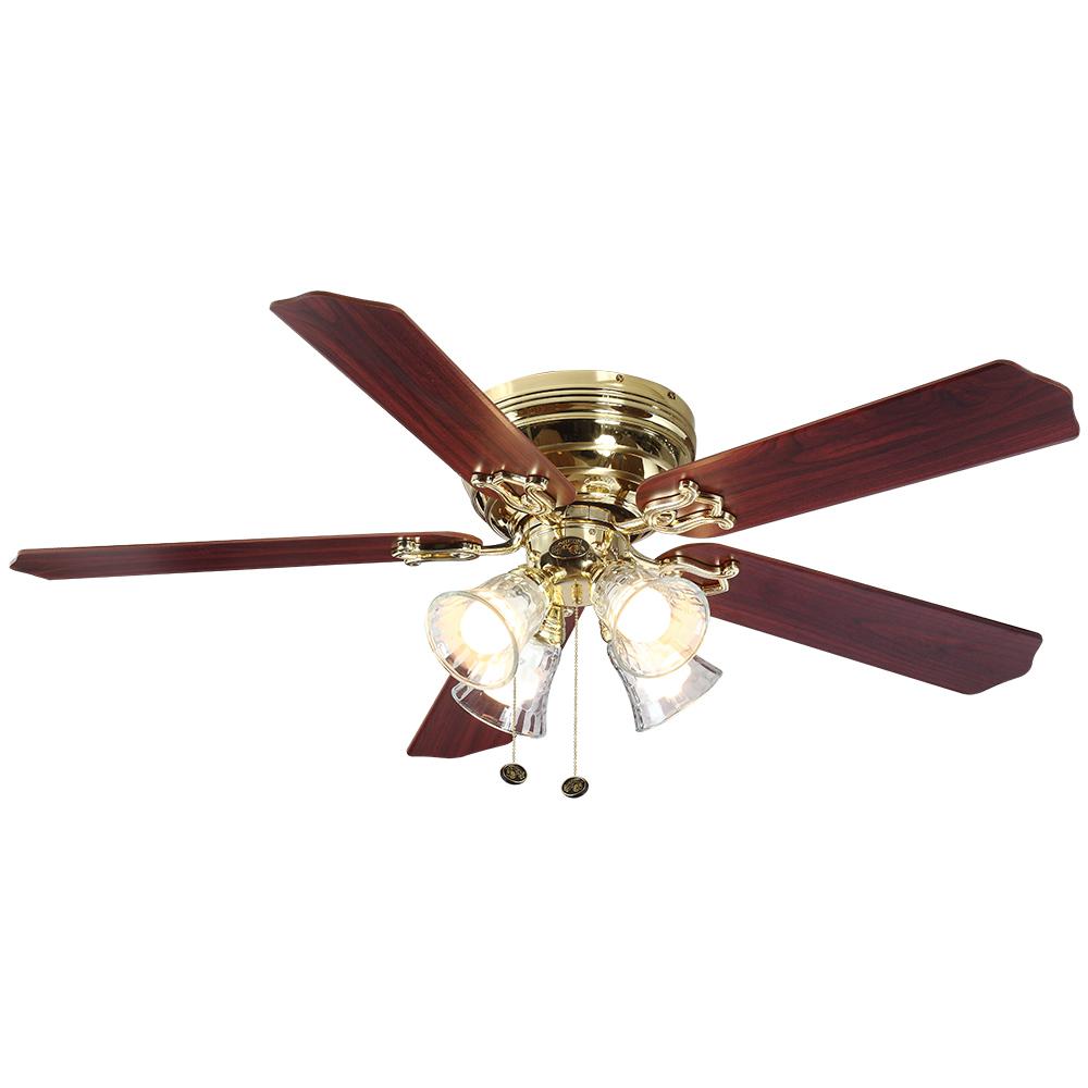 Hampton Bay 52" Ceiling Fan With Light Kit Indoor 5 Blade Polished