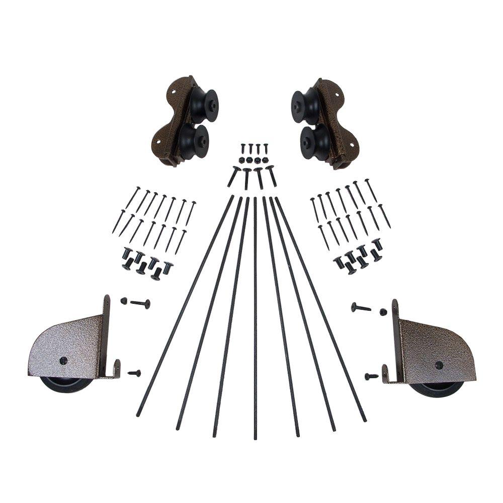 Quiet Glide Hammered Antique Brass Contemporary Rolling Ladder Hardware