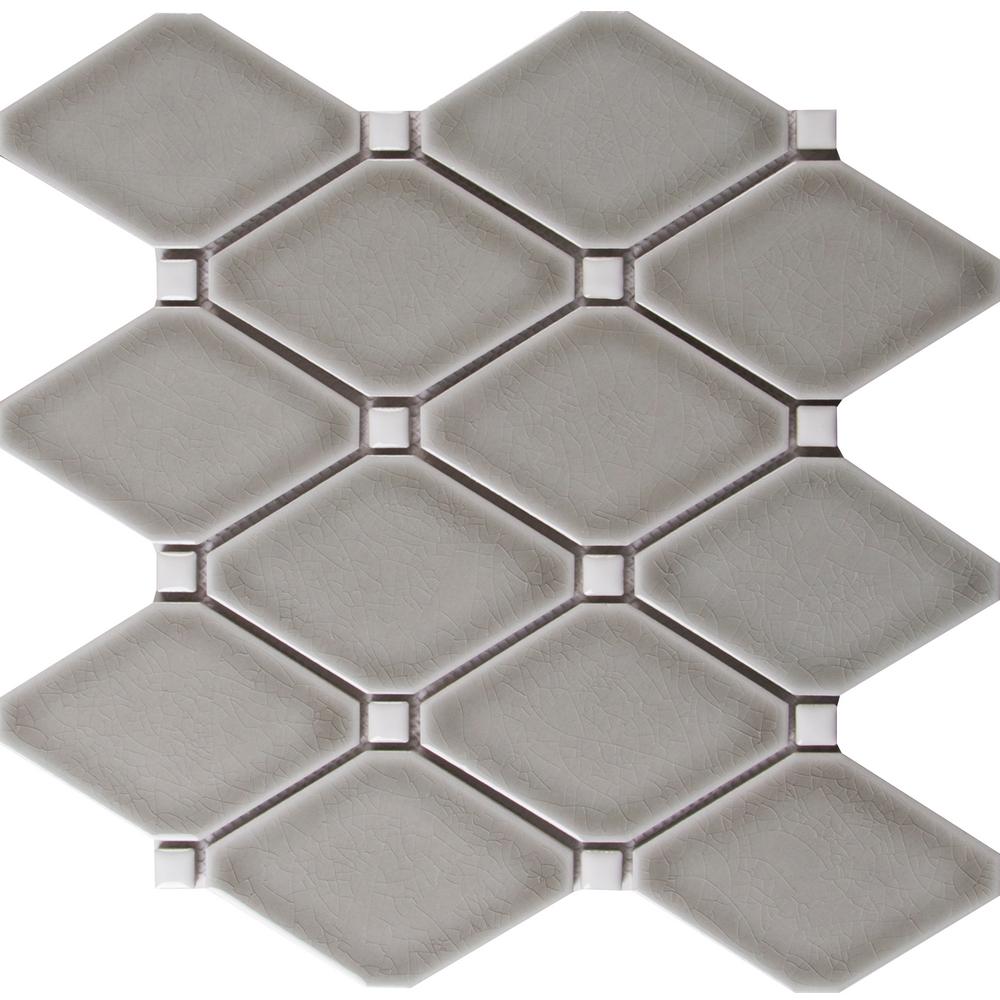 MSI Dove Gray Arabesque 10 1 2 In X 15 1 2 In X 8 Mm Glazed Ceramic   Dove Gray Msi Mosaic Tile Pt Dg Diamond 64 145 