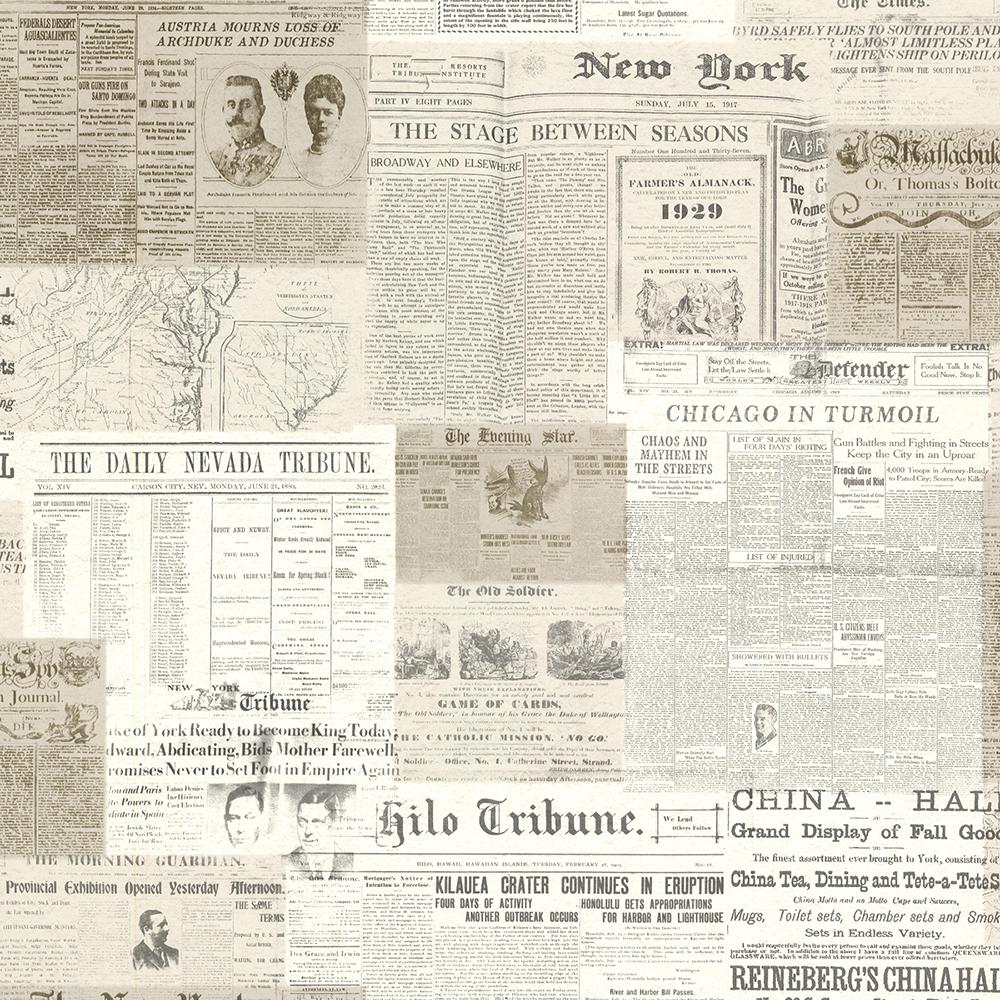Beacon House Gazette Khaki Vintage Newsprint Khaki Wallpaper Sample 2604 sam The Home Depot