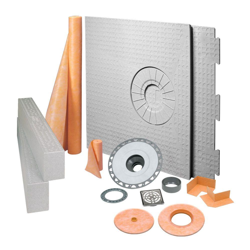 Polystyrene Shower Bases Pans Showers The Home Depot Kerdi Shower 32 In X 60 Off Center Kit