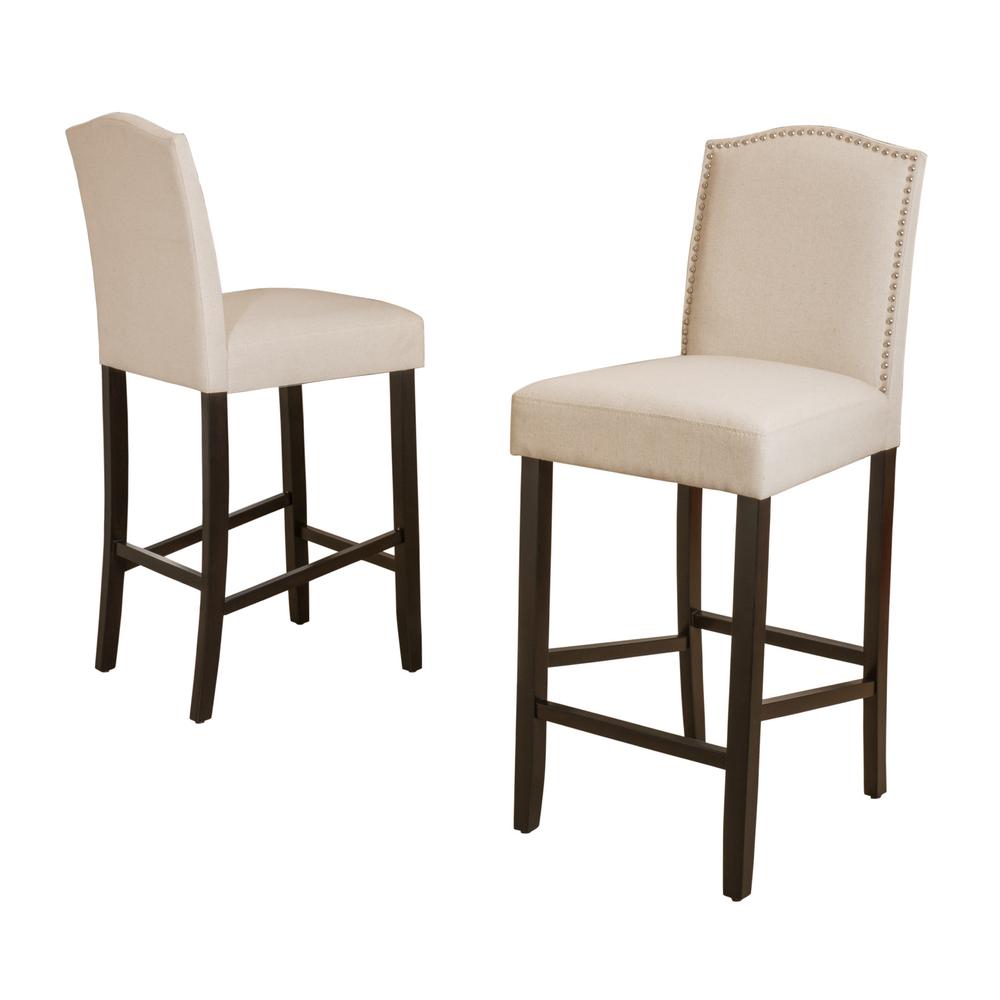 Noble House Markson 30 In Beige Studded Bar Stool Set Of 2 295973 Beige Studded Bar Stool Set Of 2
