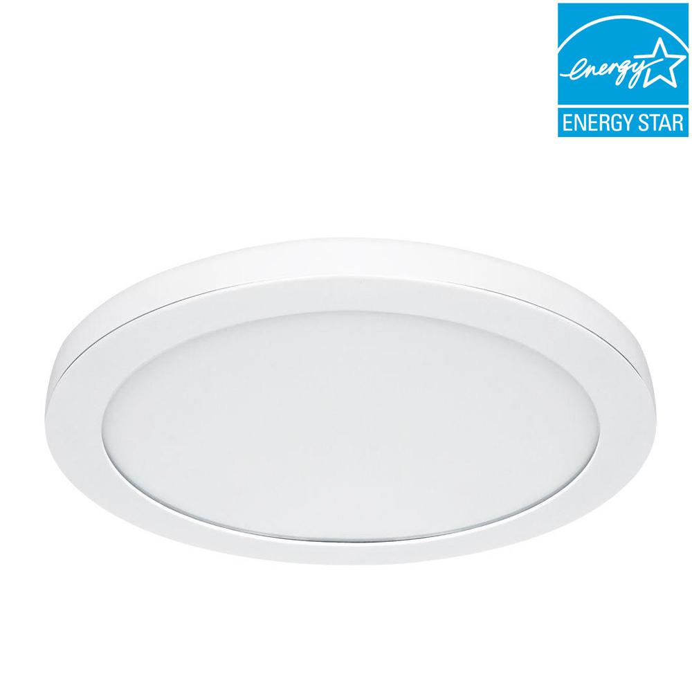 Commercial Electric 15 In White Led Edge Lit Flat Round Panel Commercial Electric 15 In White Led Edge Lit Flat Round Panel Flushmount