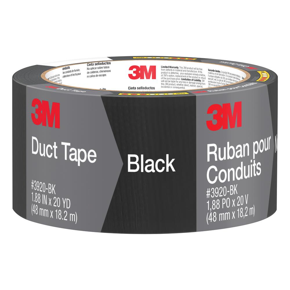 3M 1.88 in. x 20 yds. Black Duct Tape (Case of 12)3920BK The Home Depot