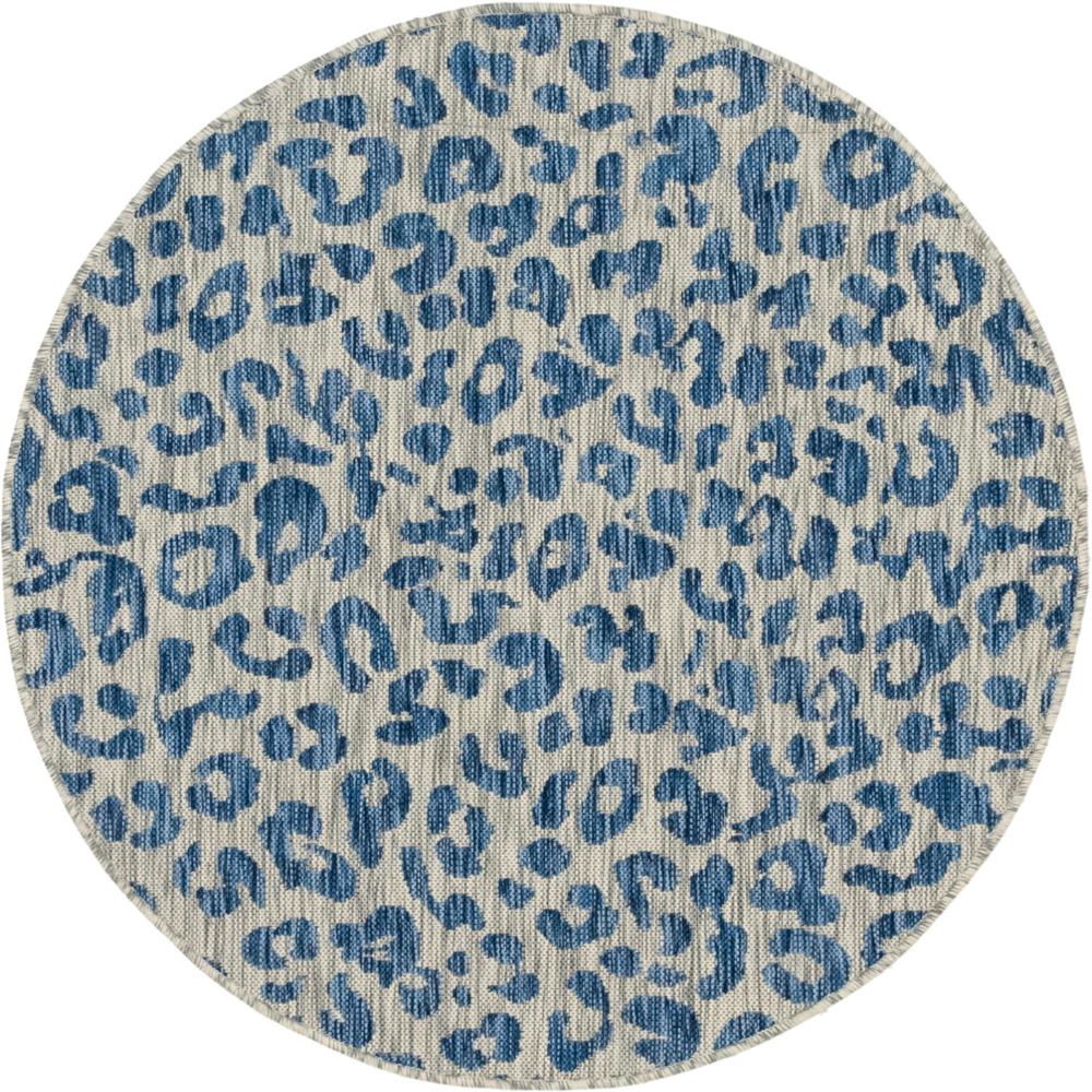 Unique Loom Azure Leopard Outdoor 4 ft. Round Area Rug3145231 The Home Depot