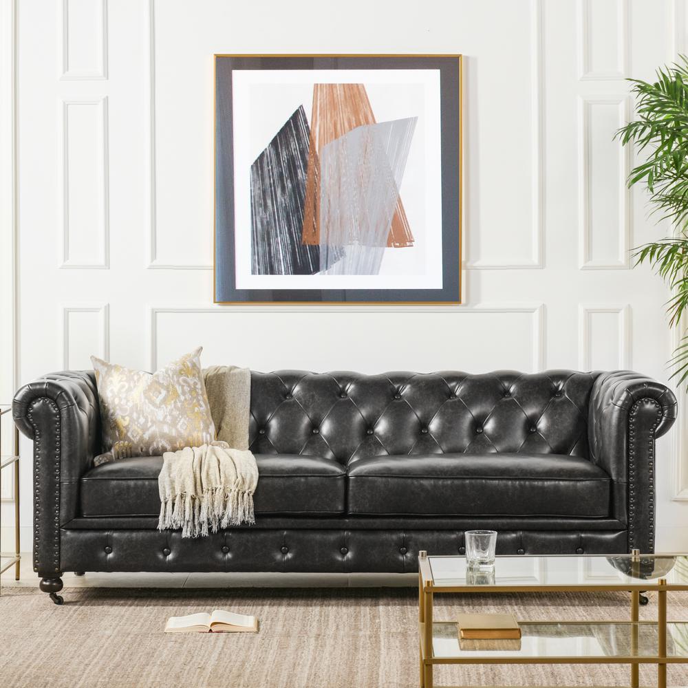 Jennifer Taylor Home Winston Leather Tufted Chesterfield Sofa Leather Tufted Chesterfield Sofa