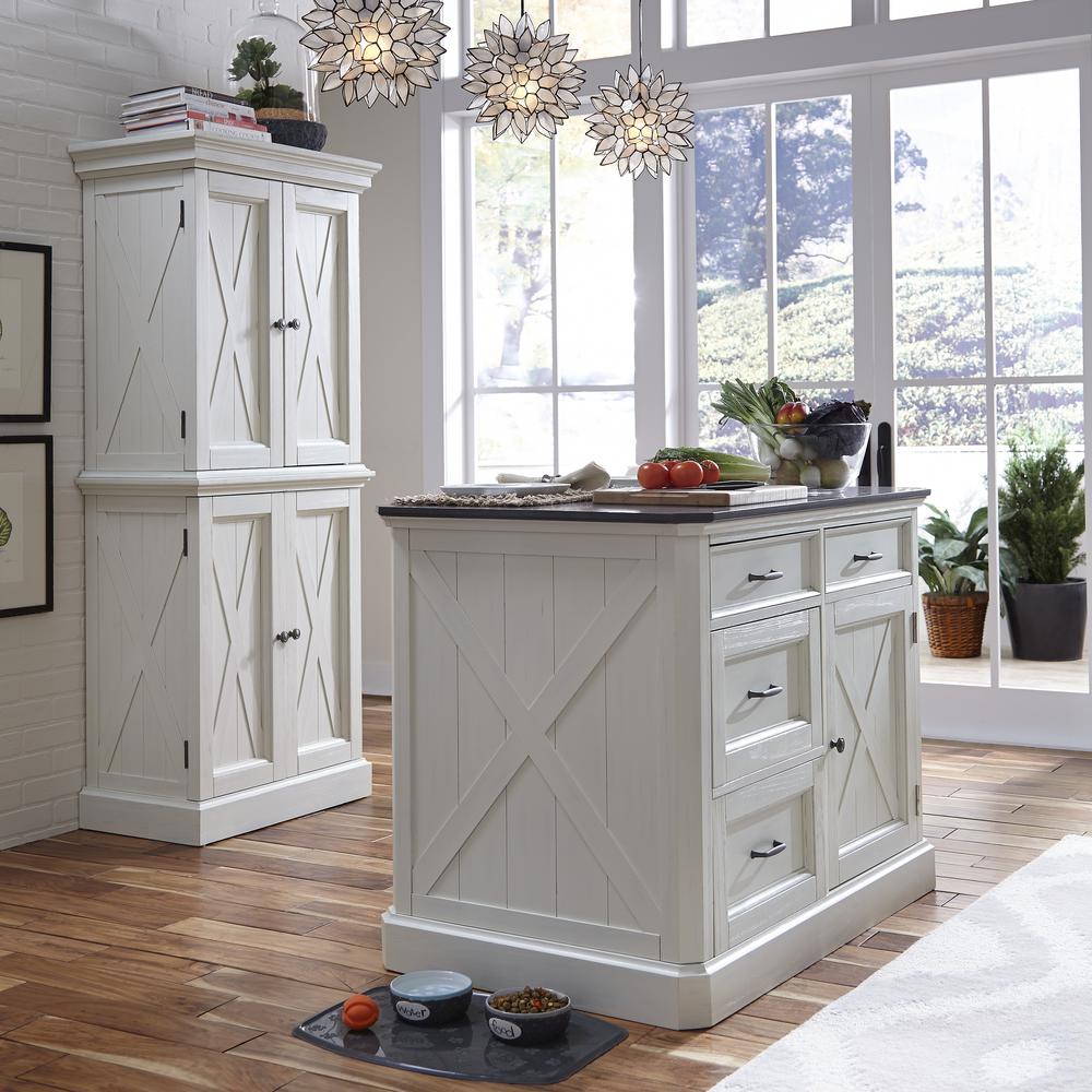 Home Styles Seaside Lodge Hand Rubbed White Kitchen  Island  