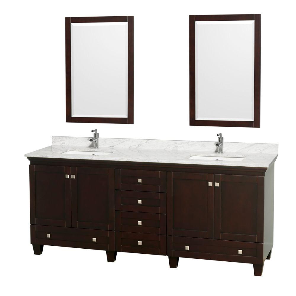 Wyndham Collection Acclaim 80 In Double Vanity Espresso With Marble Top Carrara White Square Sink And 2 Mirrors Wcv800080descmunsm24 The Home Depot - Espresso Double Vanity Mirrors Wyndham Collection Acclaim 80 In Double Vanity Espresso With Marble Top Carrara White Square Sink And 2 Mirrors Wcv800080descmunsm24 The Home Depot - Espresso Double Vanity Mirrors