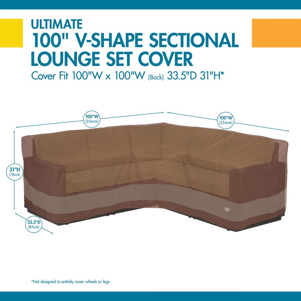 Duck Covers Ultimate 102 In L X 35 5 In W X 31 In H V Shape Sectional Lounge Set Cover Usc102102 The Home Depot