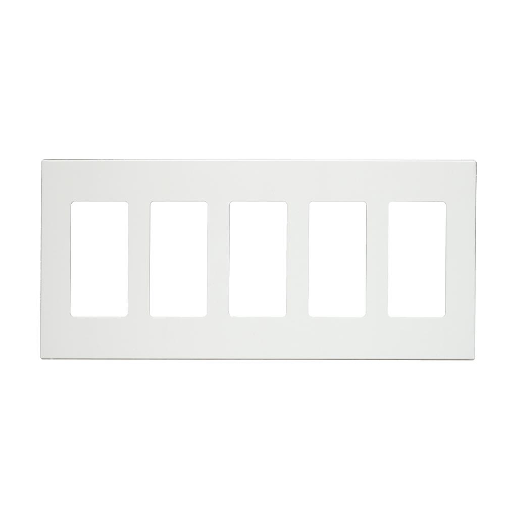 Leviton 5Gang Decora Screwless Wall Plate, White022803210SW The