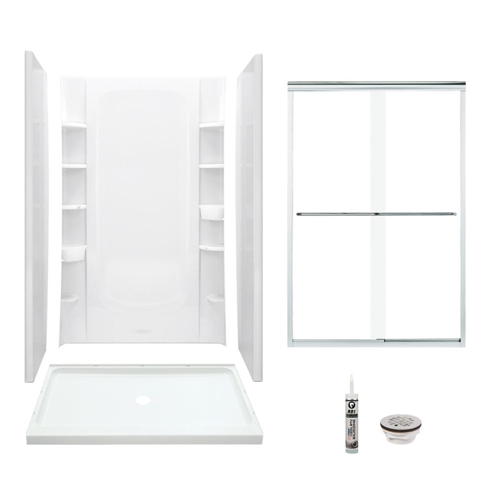 STERLING STORE+ 34 in. x 48 in. x 75.75 in. Center Drain Alcove Shower