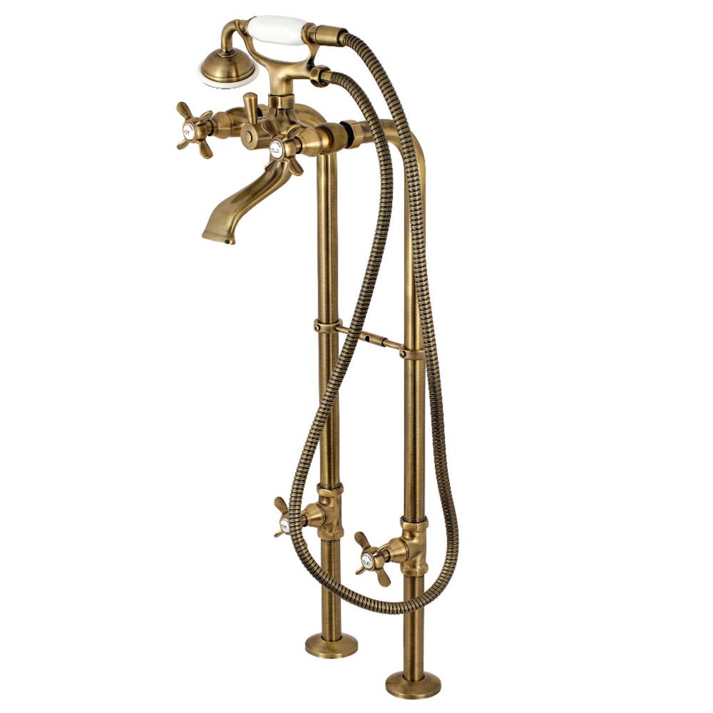 Kingston Brass Lever 3Handle Freestanding FloorMount Claw Foot Tub Faucet with Handshower in