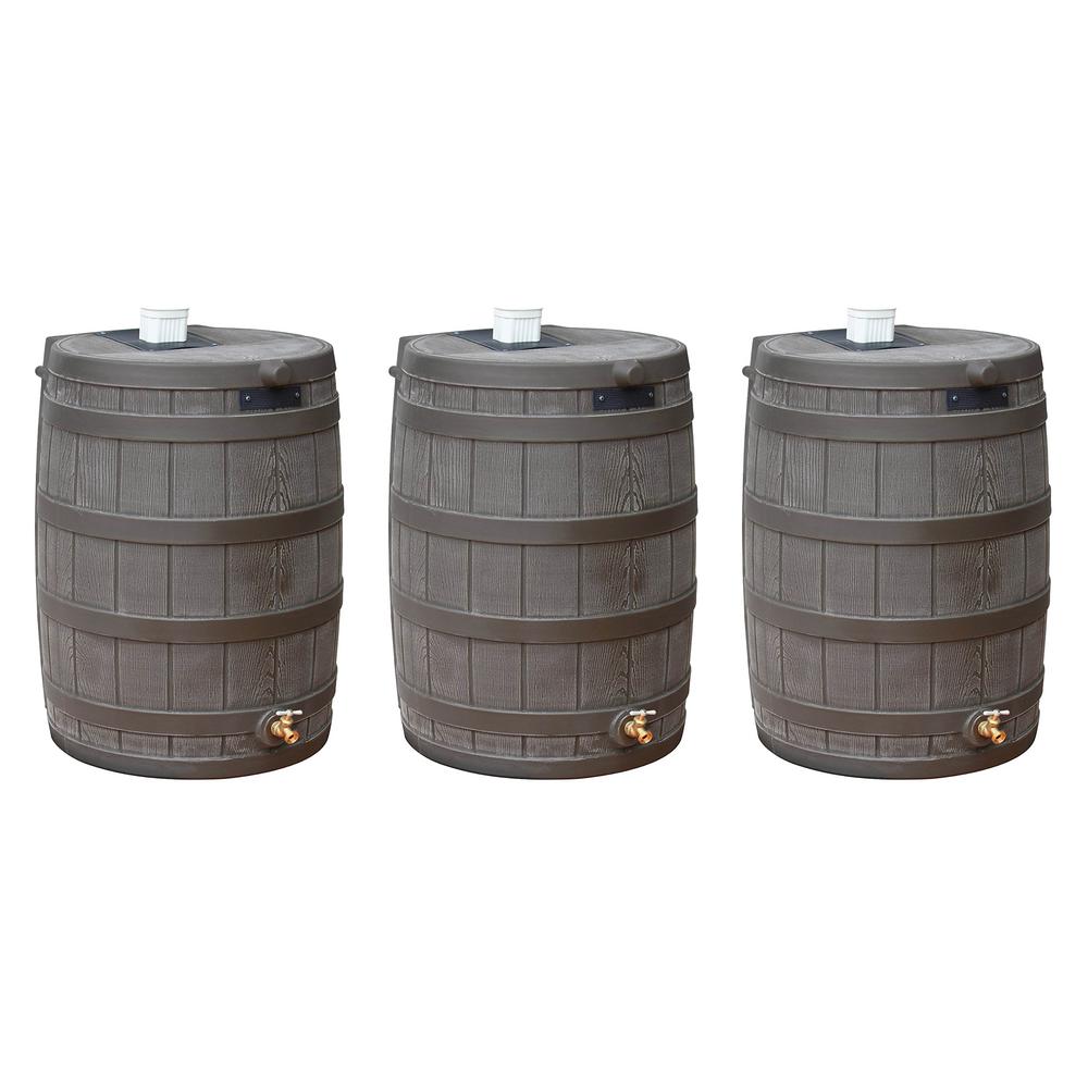 Good Ideas Rain Wizard 50 Gal Plastic Rain Barrel With Brass Spigot 3 Pack 3 X Rw50 Oak The Home Depot