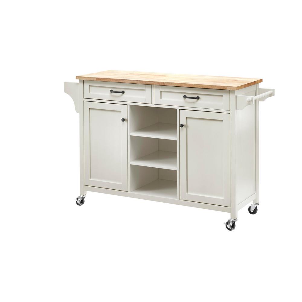 Home Decorators Collection Rockford White Kitchen Cart with Butcher Block Top, White with Butcher Block Top was $399.0 now $239.4 (40.0% off)