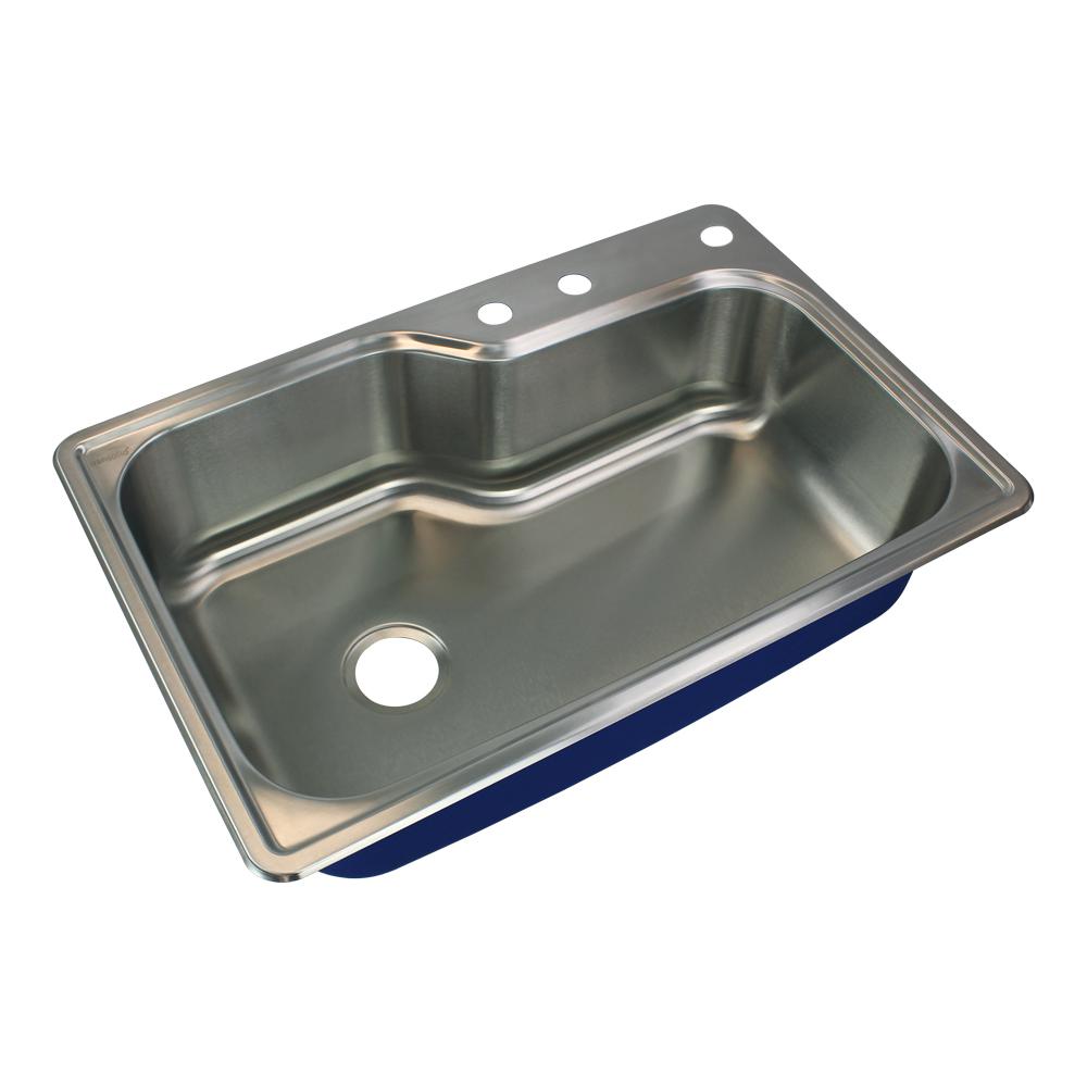 Transolid Meridian Drop In Stainless Steel 33 In 3 Hole Single Bowl   Brushed Stainless Steel Transolid Drop In Kitchen Sinks Mtso33229 Mr3 64 1000 