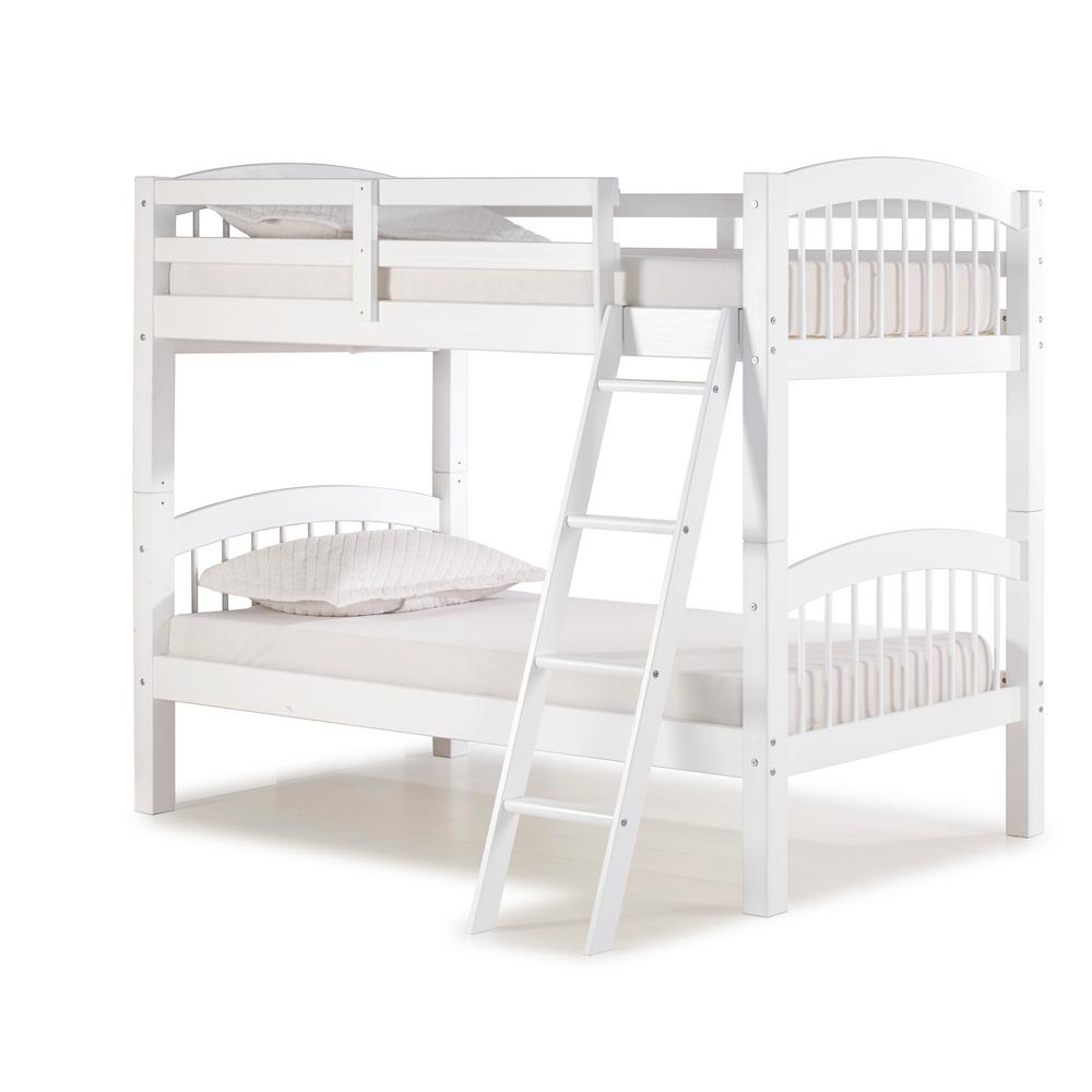 Spindle White Twin Over Wood Bunk Bed Spindle White Twin Over Wood Bunk Bed