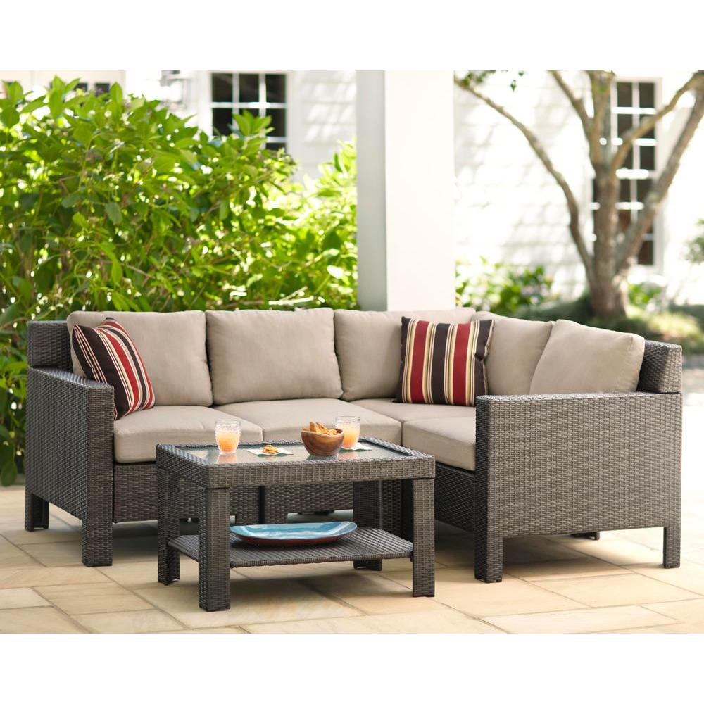 Hampton Bay Beverly 5 Piece Patio Sectional Seating Set With