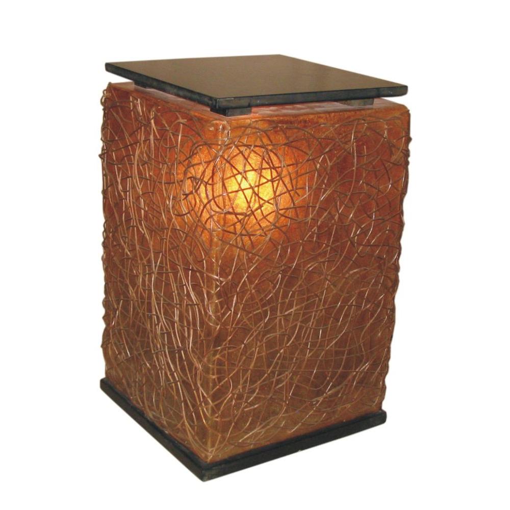 Jeffan Paris 24 In Amber Brown Cube Floor Lamp With Abstract