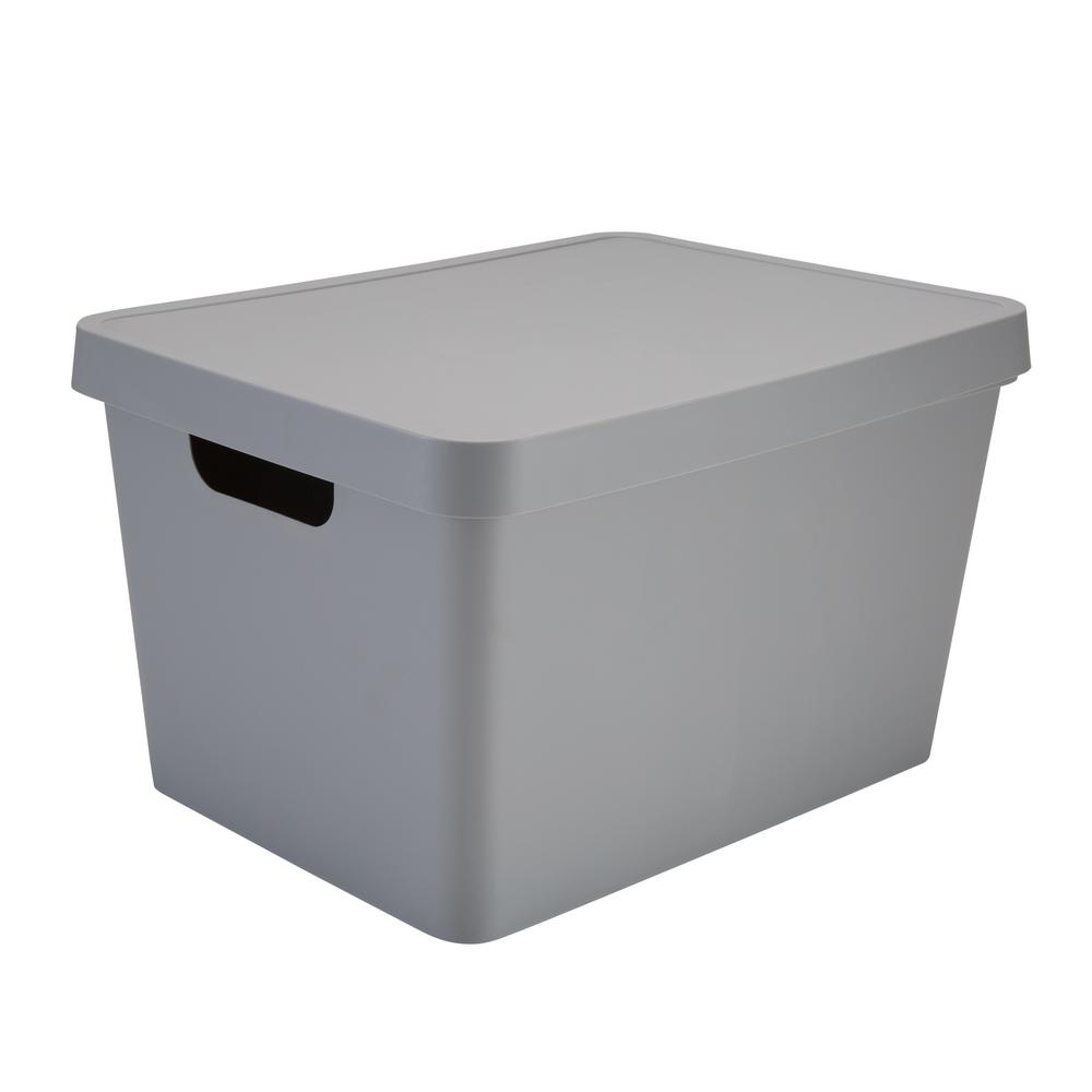 Simplify 11 in. D x 9 in. H x 15 in. W Grey Plastic Cube Storage Bin