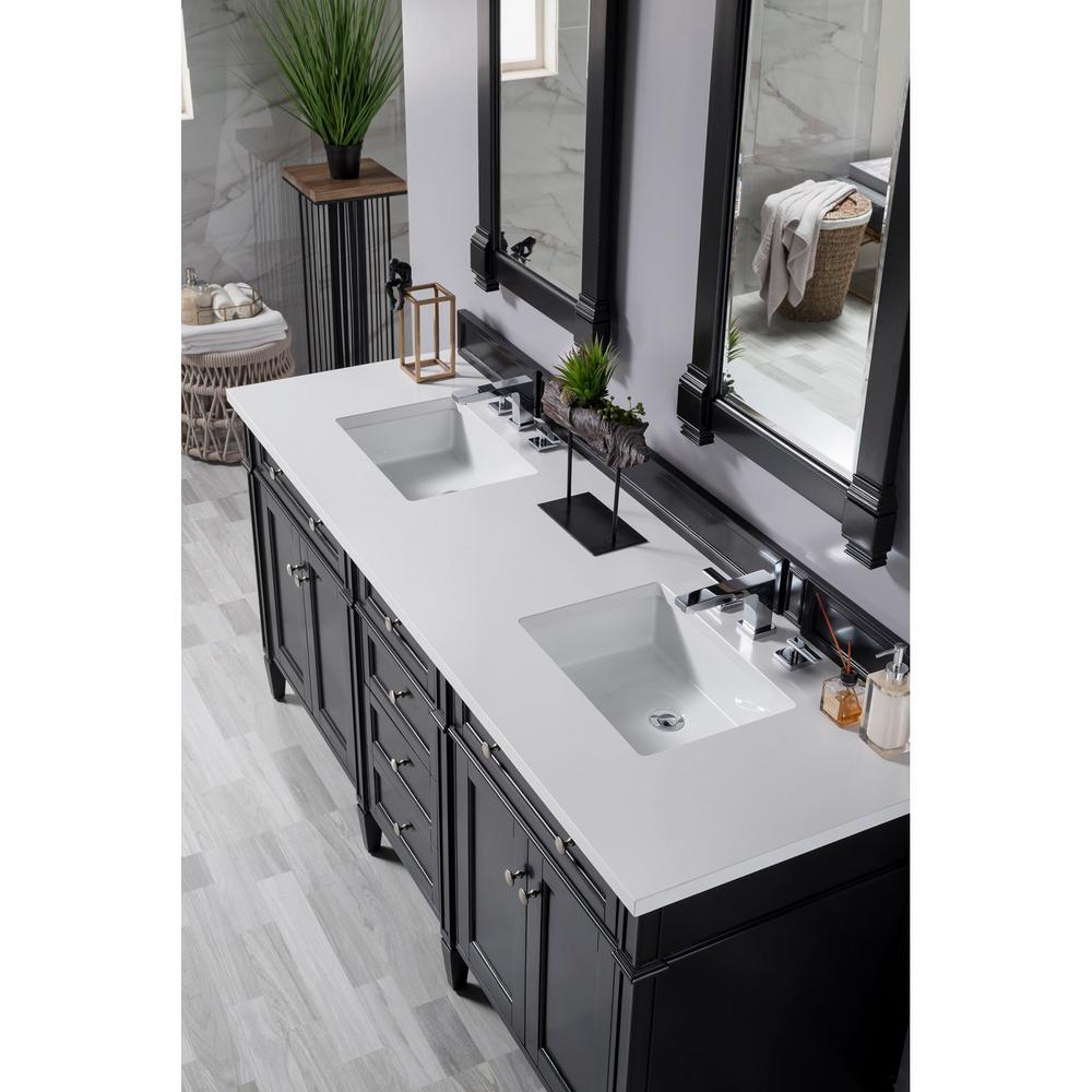 James Martin Vanities Brittany 72 in. Single Vanity in Black Onyx with Quartz Vanity Top in