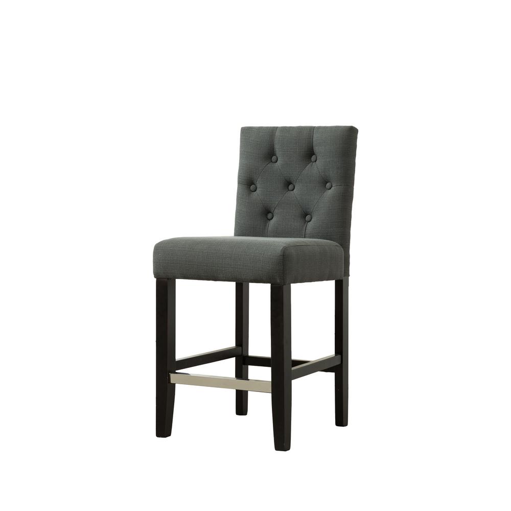 Best Master Furniture Heather 24 in. Dark Grey Upholstered Bar Stools ...