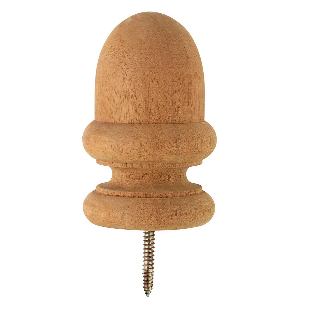 Protectyte 3.5 in. x 3.5 in. 4x4 Mahogany Kiln-Dried Acorn Post Cap Finial