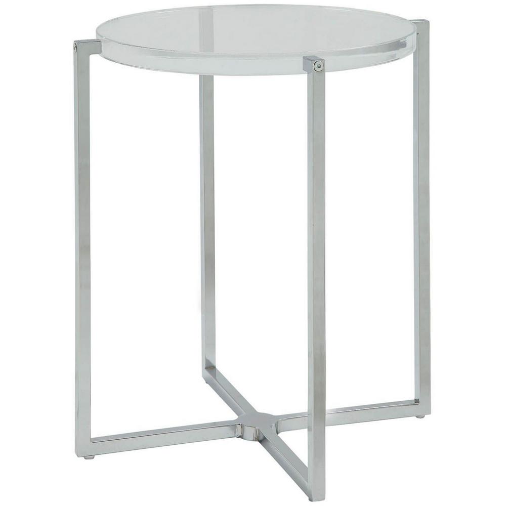 Venetian Worldwide Leora Silver And Chrome Side Table