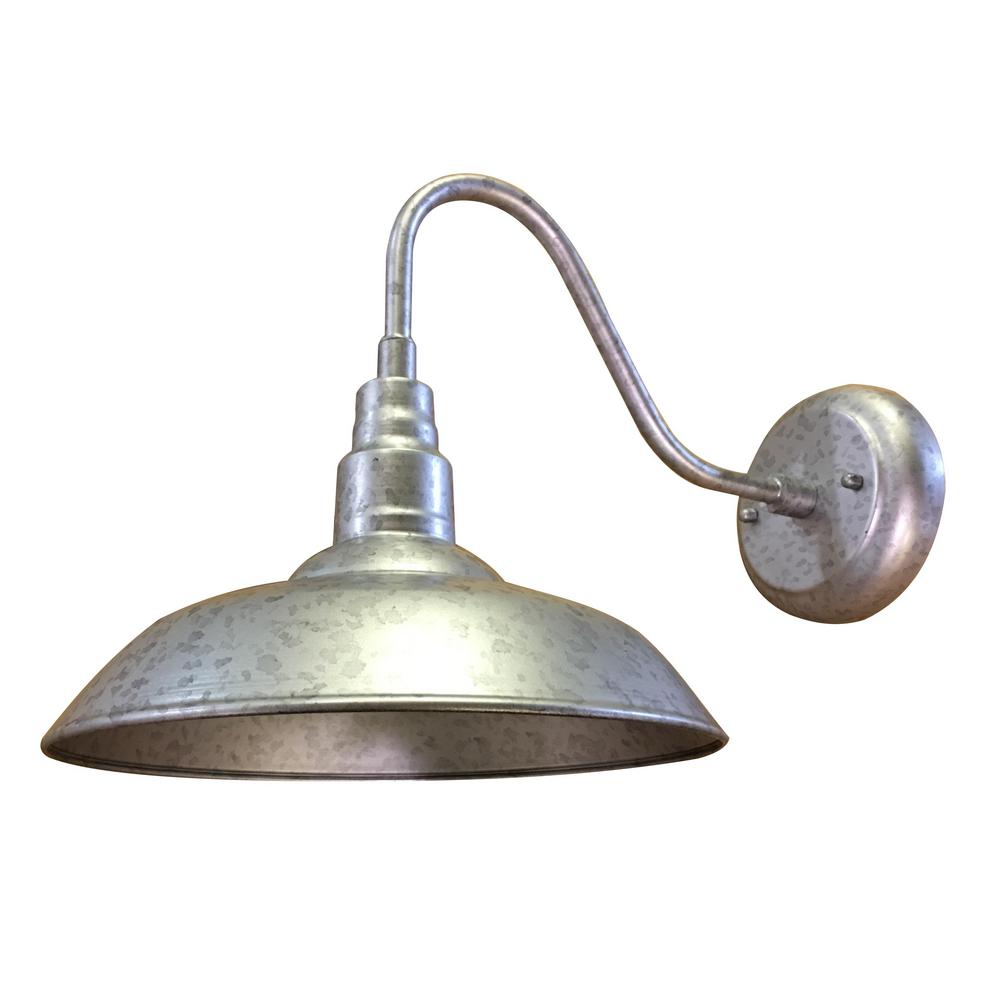 Industrial Fluorescent Lighting The Home Depot Lora 1 Light Galvanized Finish Outdoor Wall Mount Sconce