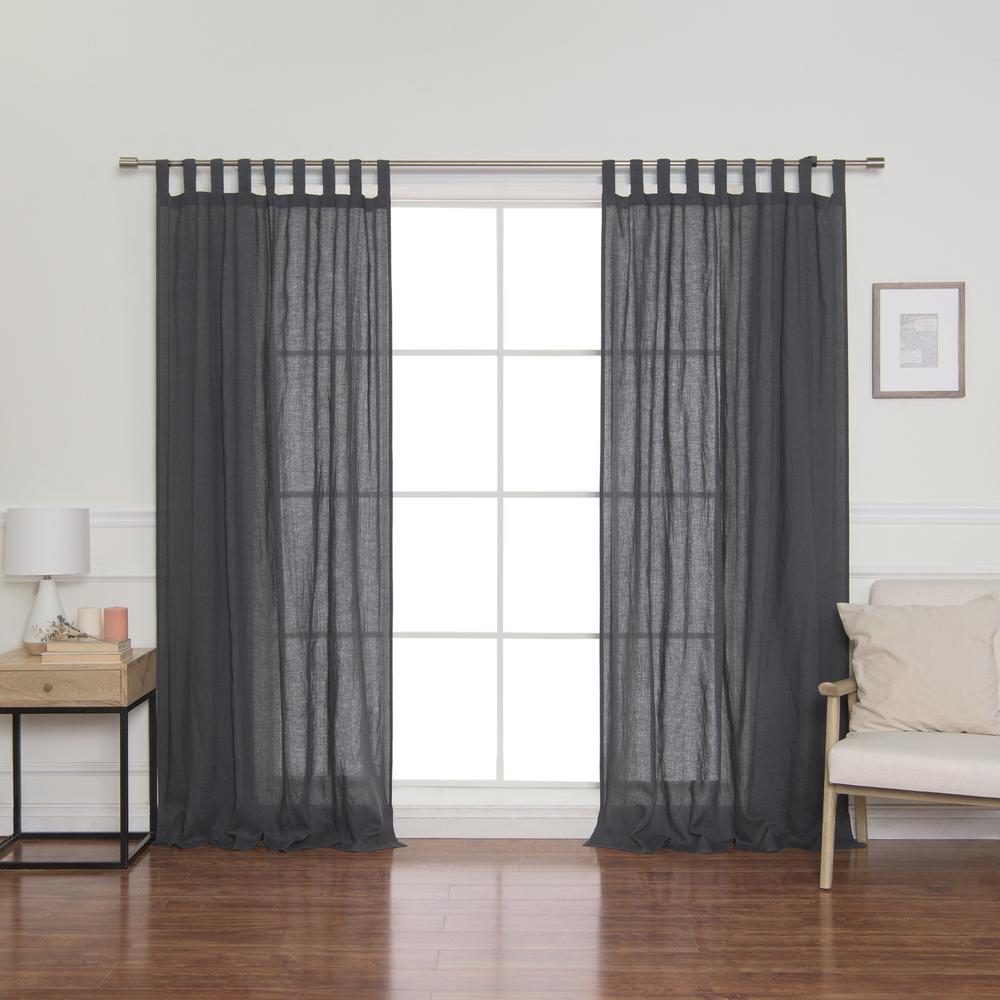 Best Home Fashion Linen Mid Weight Tab Top Curtain Panel In Dark