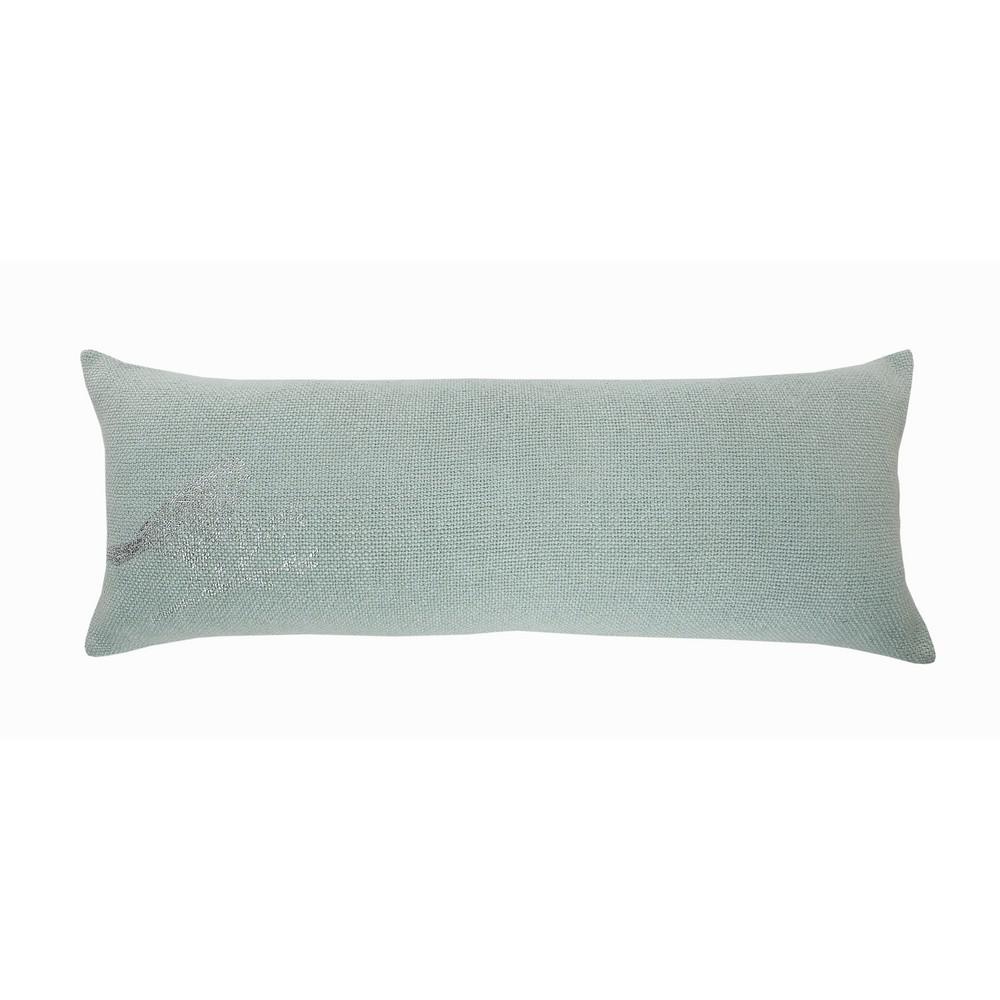 LR Home Perched Mint / Silver Bird Cozy Poly Fill 14 in.x 36 in. Lumbar