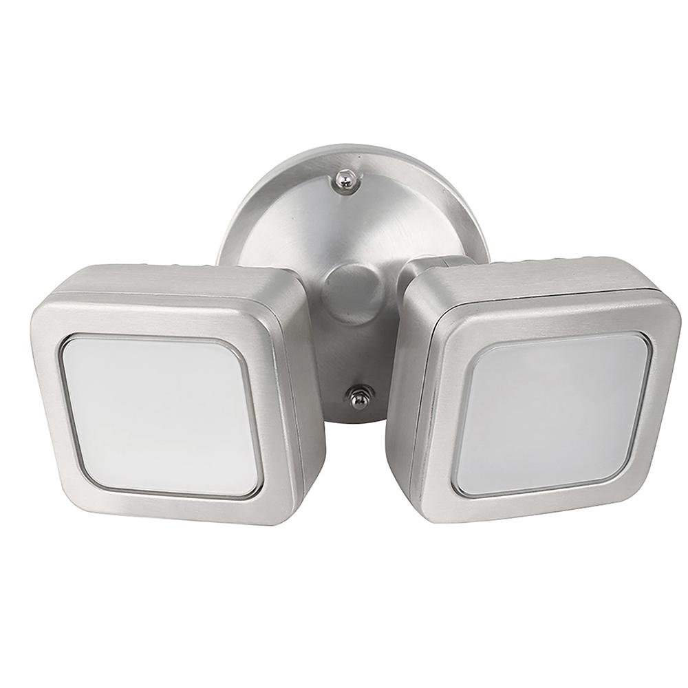 Integrated Led Flood Lights Outdoor Security Lighting The Home 36 Watt Stainless Outdoor Integrated Led Mini Dual Head Flood Light With Dusk To Dawn