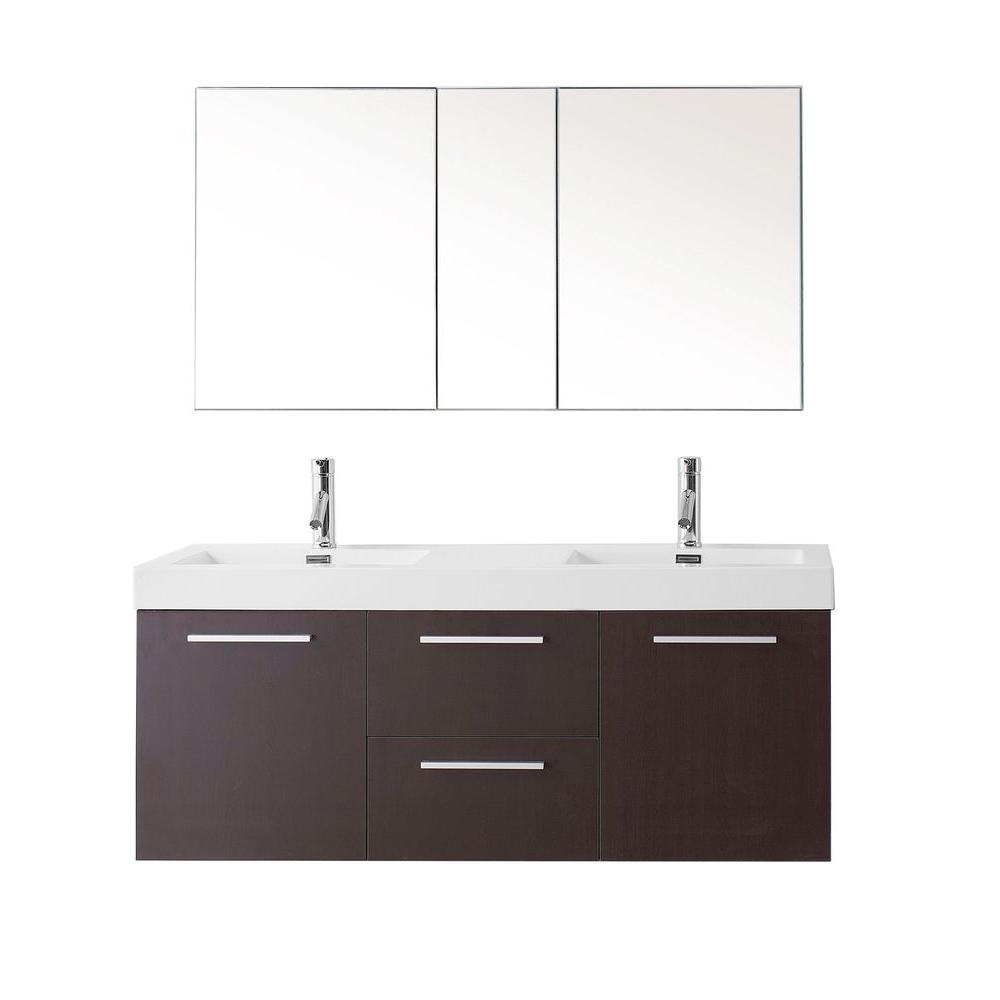 Virtu Usa Midori 54 33 In W Double Basin Vanity Wenge With Poly Virtu Usa Midori 54 33 In W Double Basin Vanity Wenge With Poly Marble