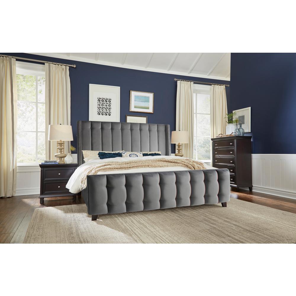 Lifestyle Solutions Tivoli Light Grey King Microfiber Platform Bed