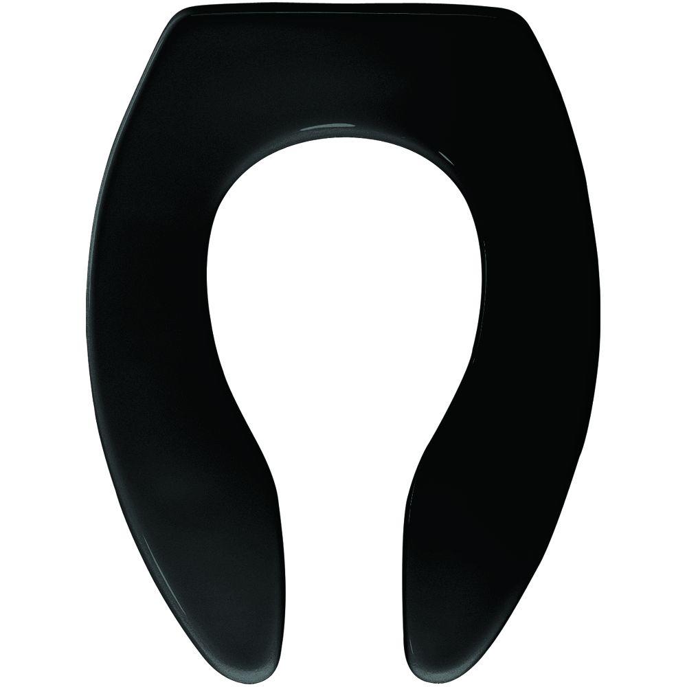 BEMIS Elongated Open Front Toilet Seat in Black-1655SSCT 047 - The Home ...