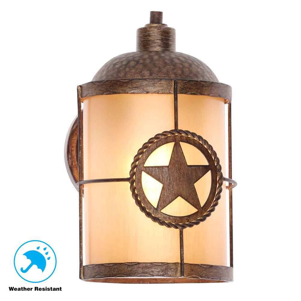 Specialty Finishes Hampton Bay Outdoor Wall Mounted Lighting Lone Star 1 Light Desert Sands Outdoor Wall Mount Lantern