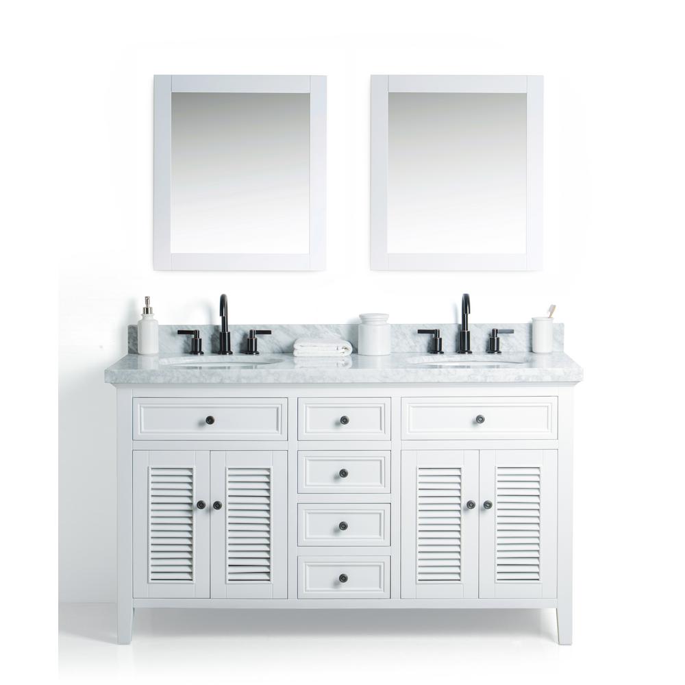 Legion Furniture 60 In W X 22 D Vanity White With Cararra Legion Furniture 60 In W X 22 D Vanity White With Cararra Marble Top And Gray Basin Mirror